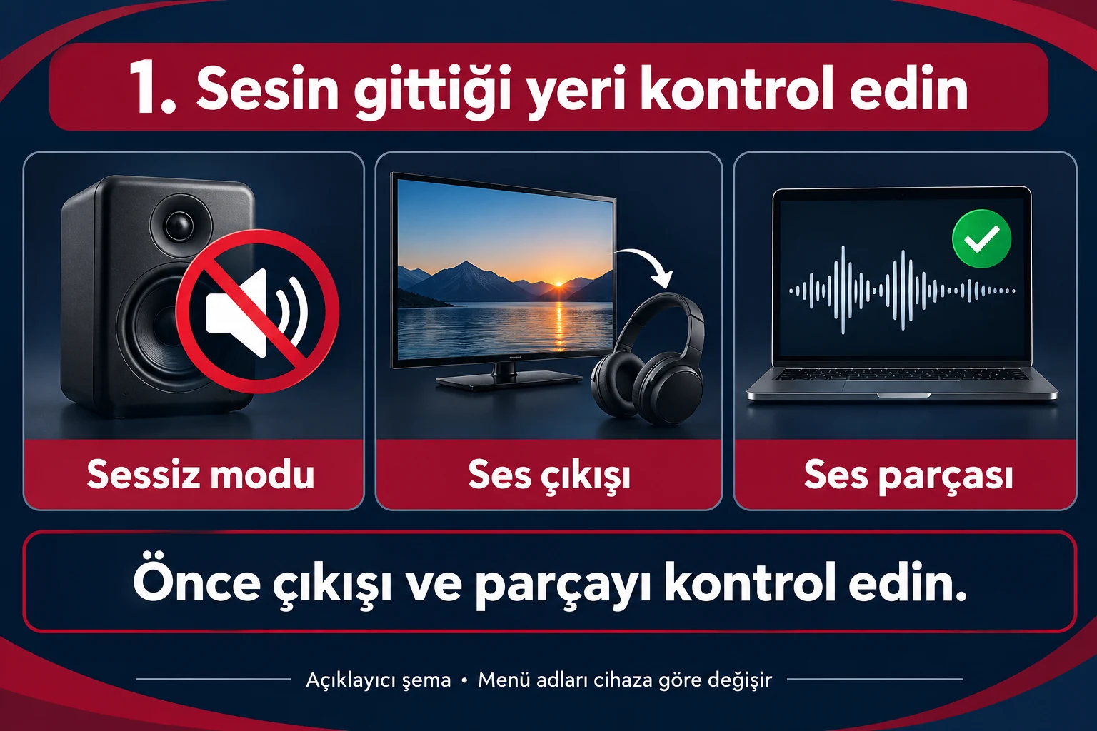 IPTV ses sorunu için sessiz modu, ses çıkışı ve ses parçası kontrolleri